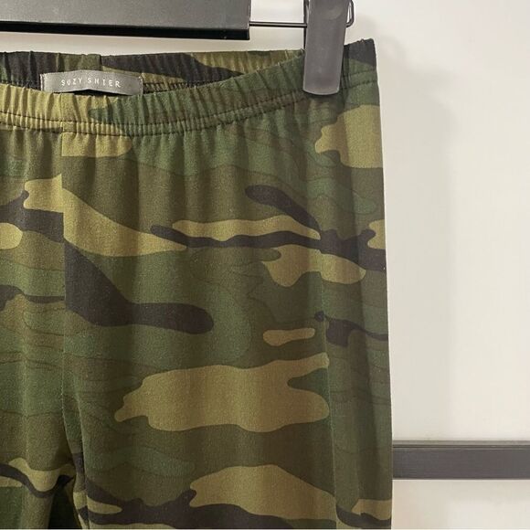 [s] Suzy Shier Soft Everyday Green, Black & Tan Camo Leggings Women’s - Picture 9 of 15